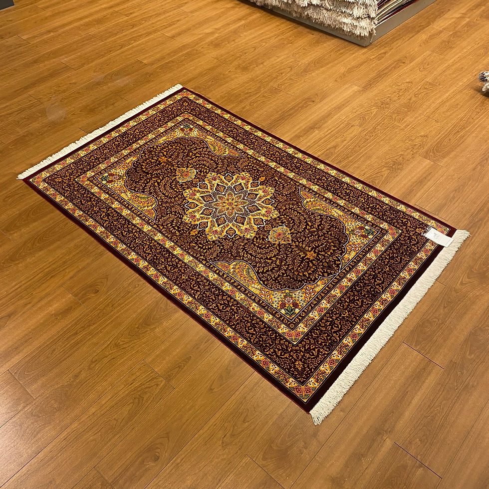 新品 ペルシャ絨毯 約155×100cm うーむ ビールジャンド産 小花メダリオン