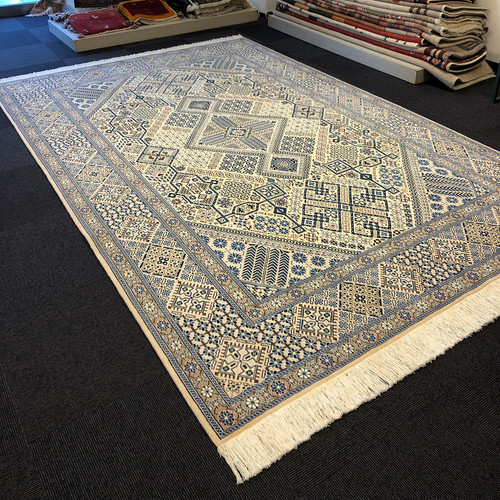 専用　絨毯男 ペルシャ絨毯 ナイン産 9L 81×51cm ブルーのメダリオン 玄関
