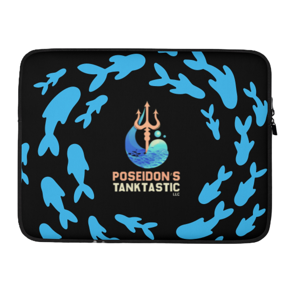 Thumbnail: Poseidon’s Tanktastic Logo Laptop Sleeve – Swimming Fish Pattern