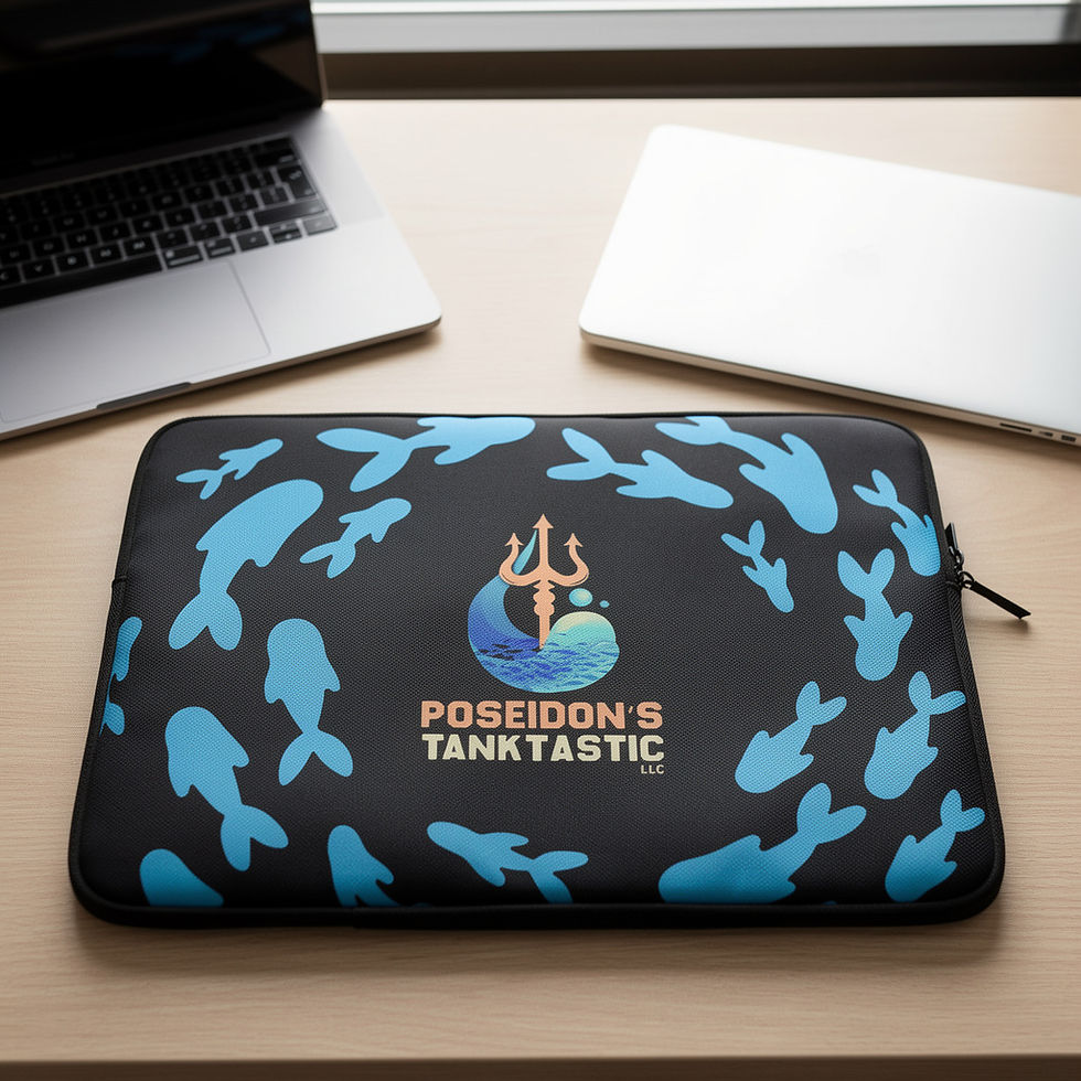 Thumbnail: Poseidon’s Tanktastic Logo Laptop Sleeve – Swimming Fish Pattern