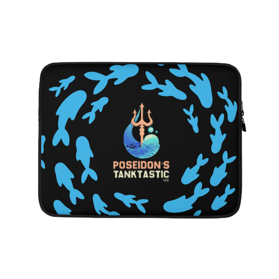 Thumbnail: Poseidon’s Tanktastic Logo Laptop Sleeve – Swimming Fish Pattern