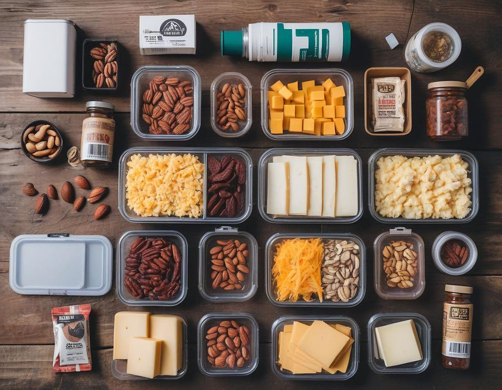 Essential keto-friendly foods and meal prep ideas for maintaining ketosis on long camping trips