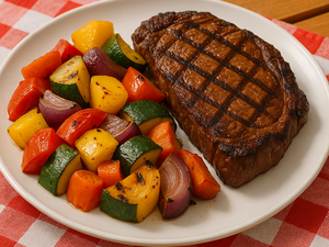 Grilled Summer Vegetables and a Steak