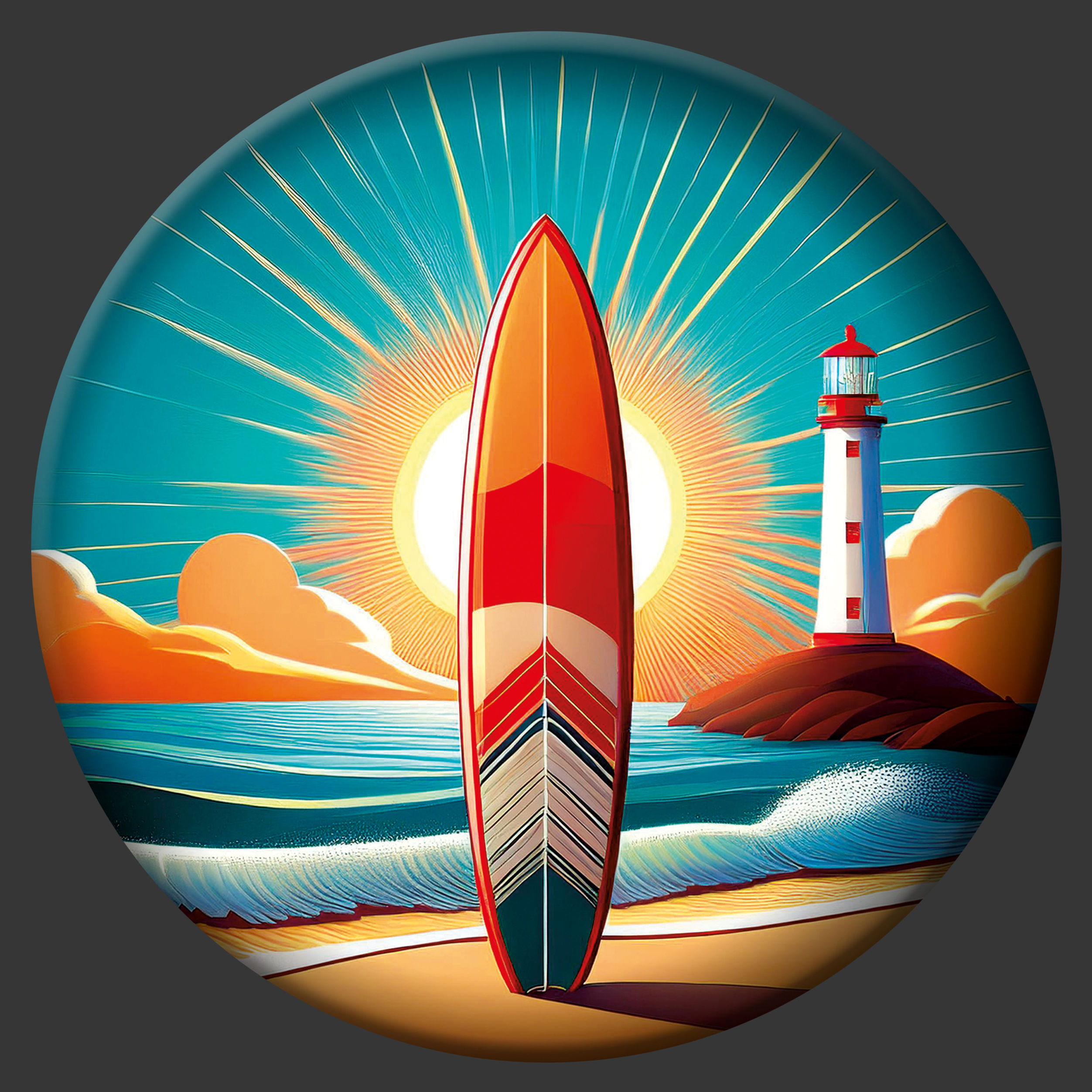 Wechsel-Emblem Surfbrett Leuchtturm