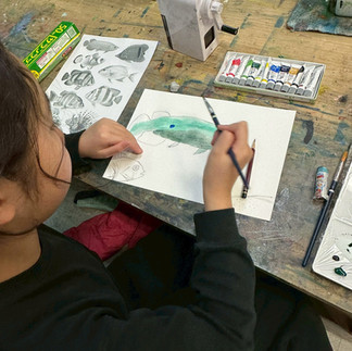 パコ絵画教室の制作風景