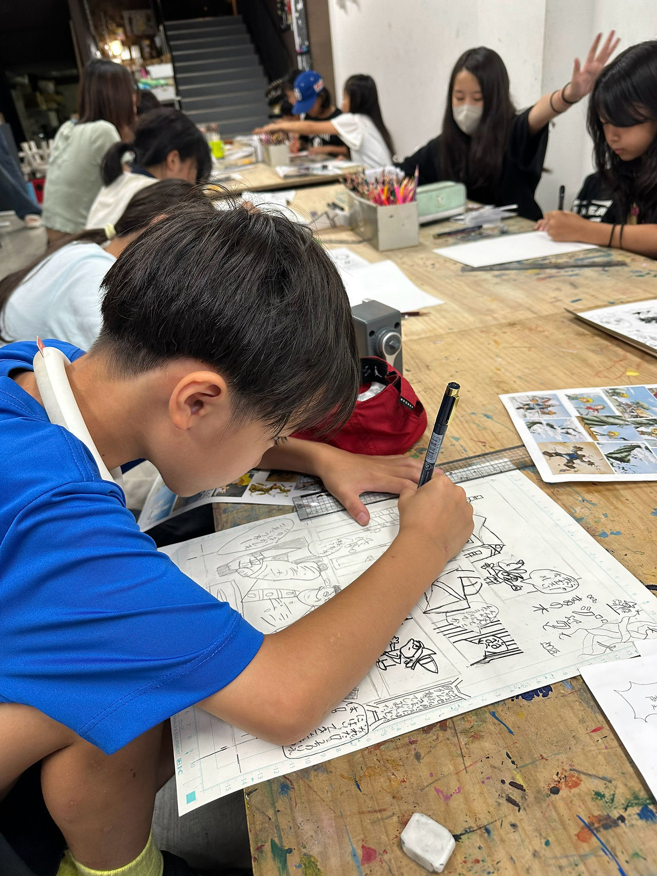 パコ絵画教室の制作中