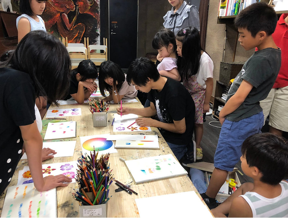 名古屋市北区大曽根のパコ絵画教室制作風景