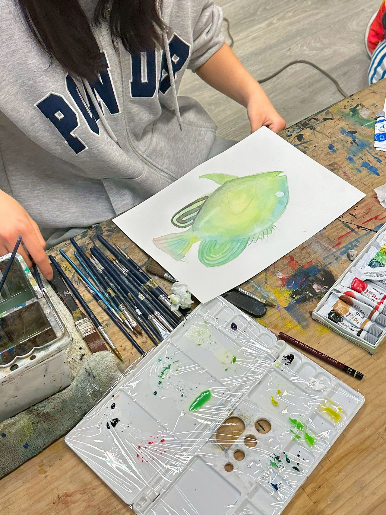 パコ絵画教室の制作風景