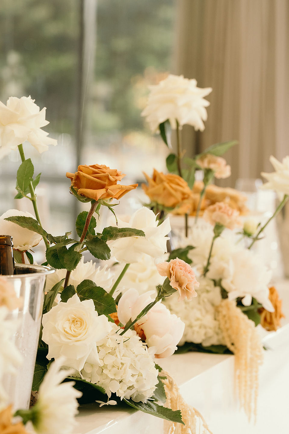 Bridal Table flowers and candles at Leonda By The Yarra