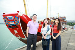 World's largest traditional Chinese wooden sailing ship, 'Fu Ning', docks at Melaka Port