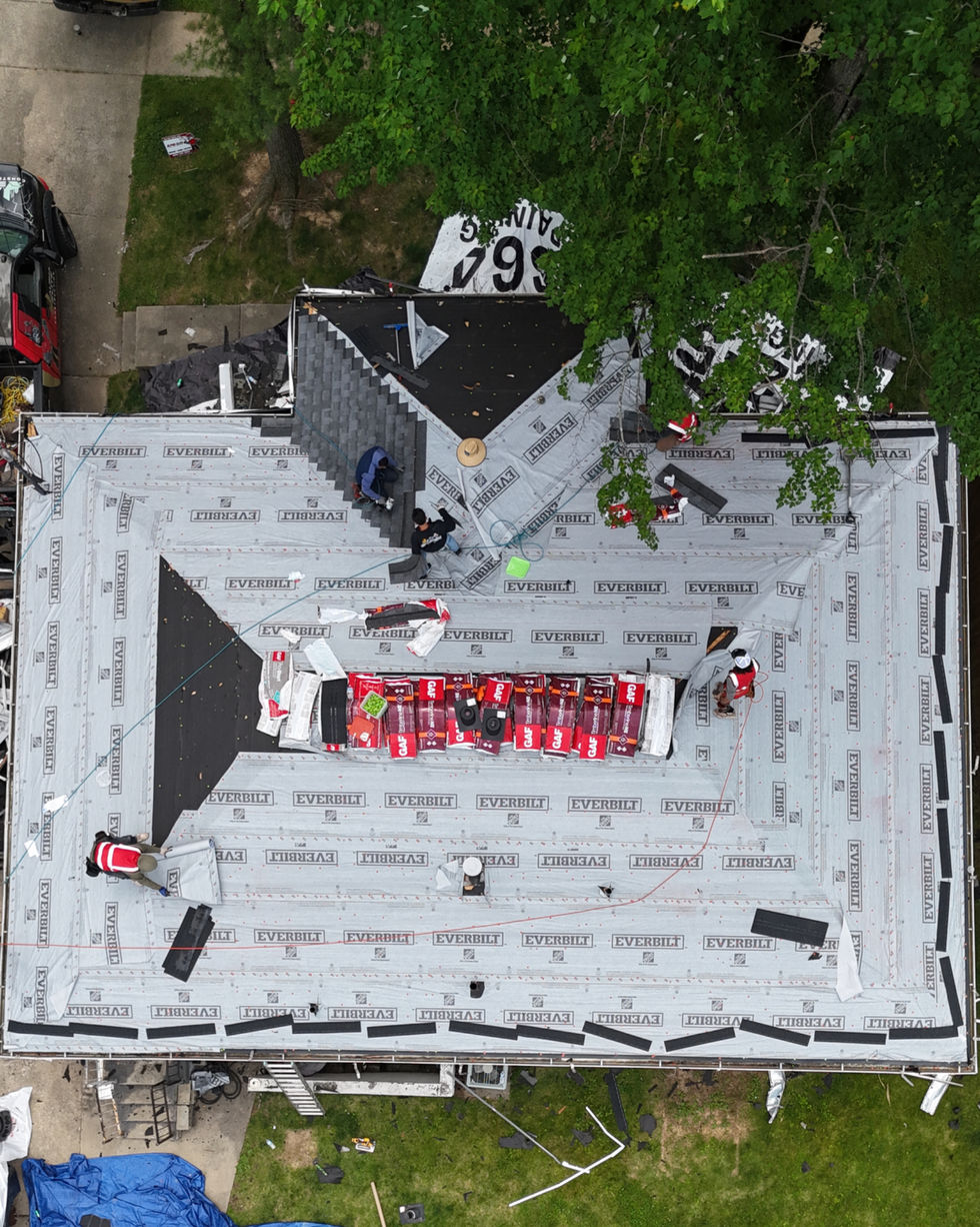 Roof with new underlayment during replacement