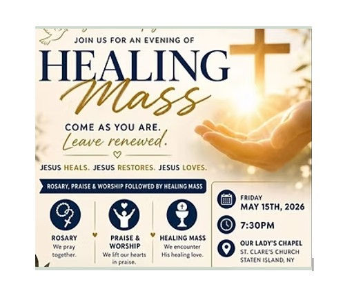 St Clare Church Healing Mass Announcment