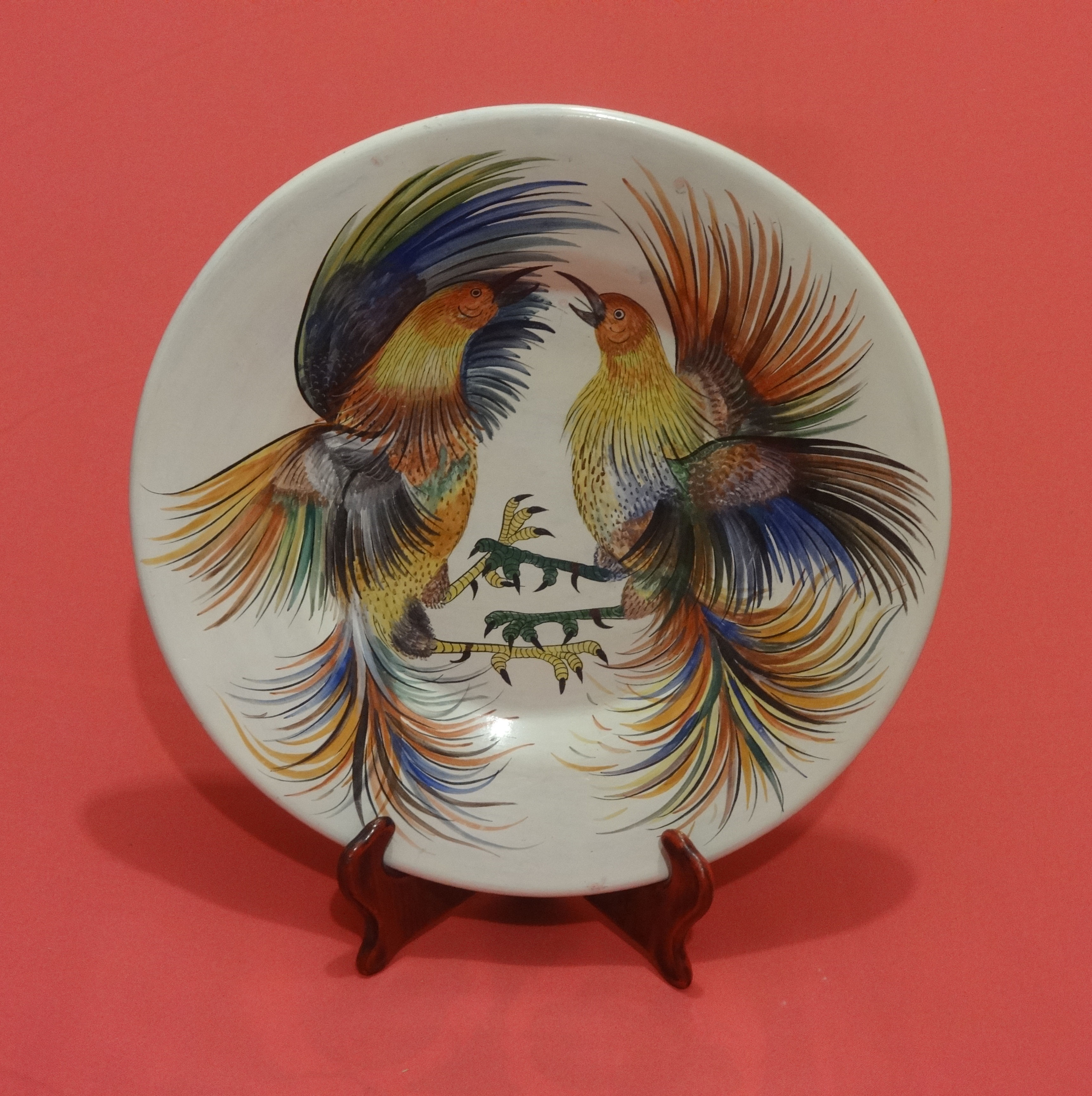 Colorful Rooster Fight Plate by Angel Santos