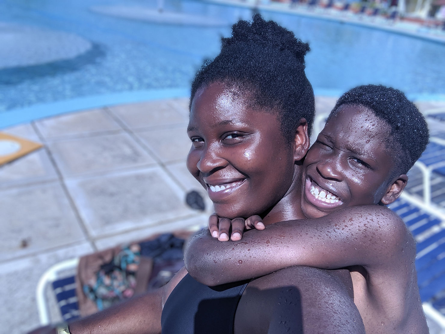 At the swimming pool area in Antigua