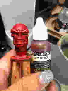 Mego Red Skull head with Secret Weapon Wash in Red Black