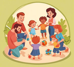Cartoon style image of caucasian parents