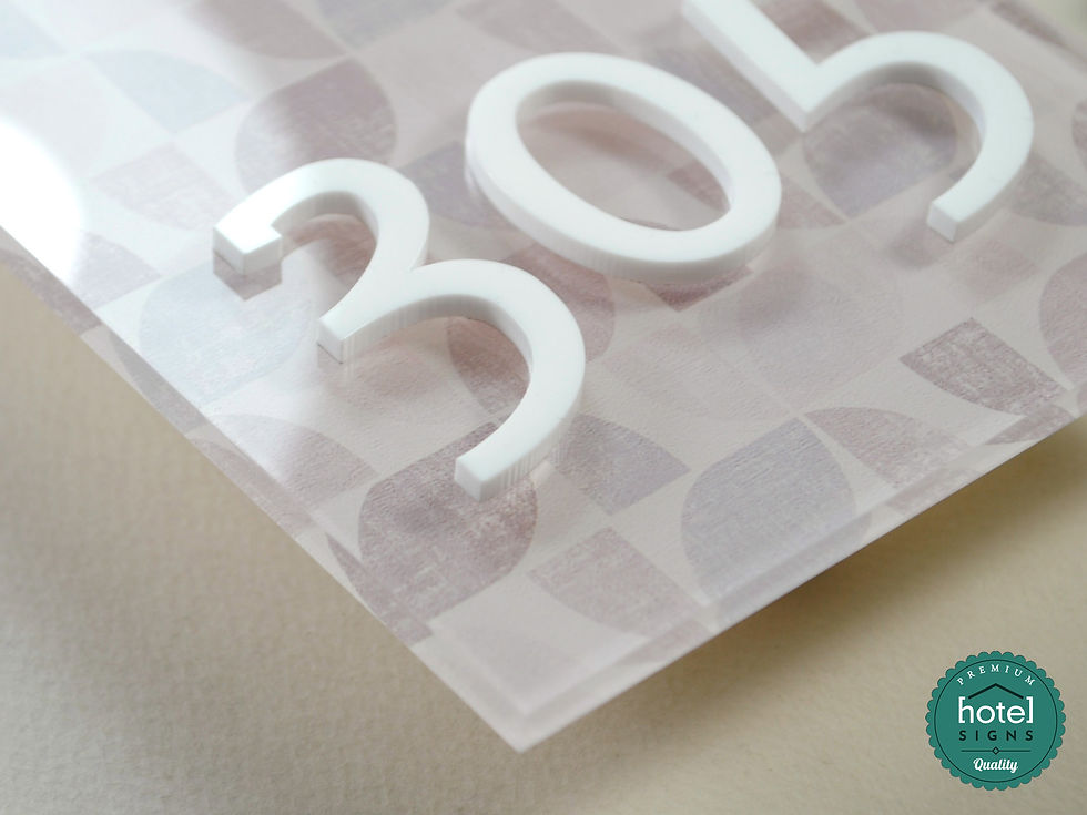 Μικρογραφία: Πινακίδα αρίθμησης δωματίων ξενοδοχείου απο plexiglass σε geometric retro design