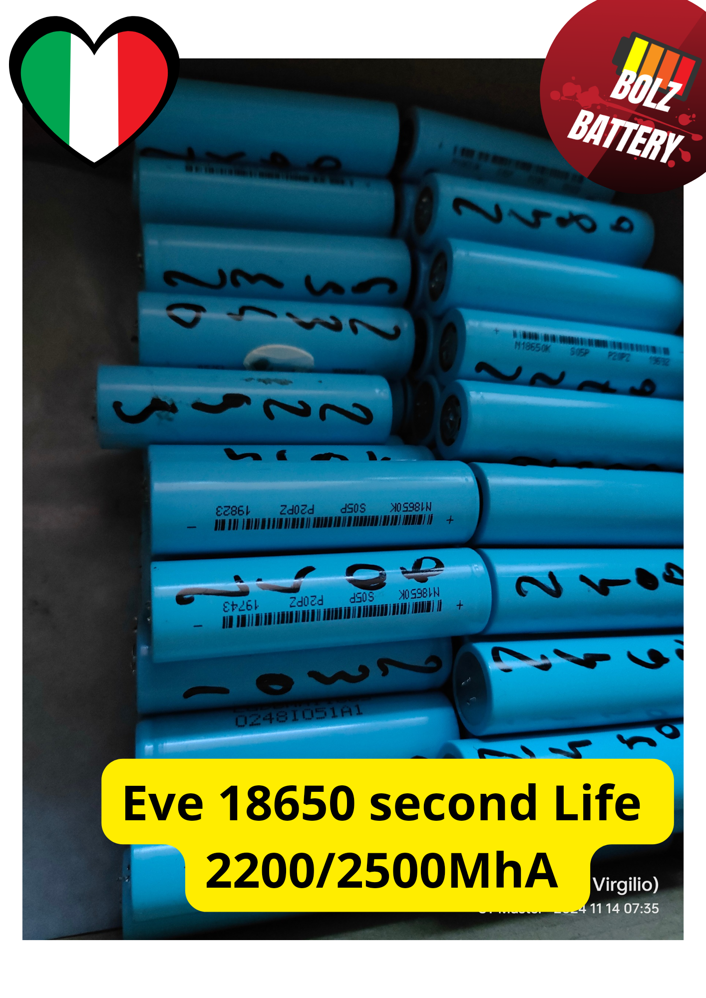 Eve litio INR-18650 test 2500/2300 MhA 
