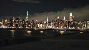 Manhatten Skyline in green in celebration of St Patricks Day