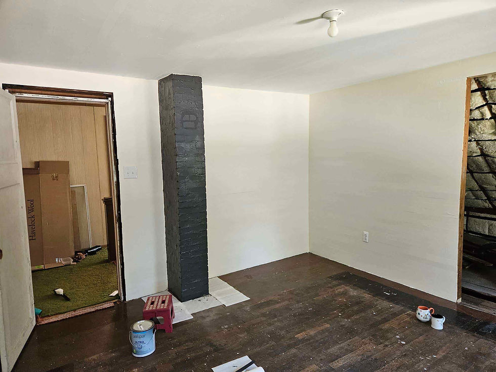 Master Bedroom the finished look with walls, ceiling and chimney painted, such a different look to the room