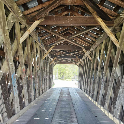 inside the Historic Goddard White Covered Bridge in Hillsboro, KY