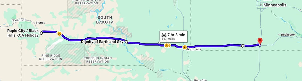 Day 26 road trip map of our route today