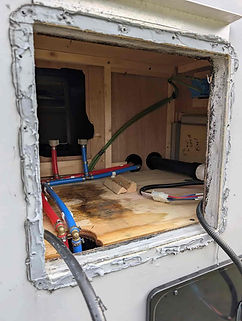 Picture of a hole in the RV where the water was leaking