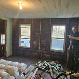 Master Bedroom Fred has started stripping all the wood exposing the external walls