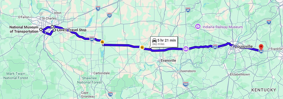 Day 30 road trip map showing our route for the day