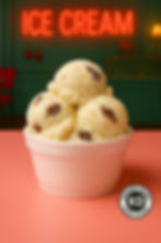 Rum raisin ice cream in a foam cup which is kosher certified