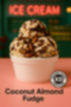 Coconut almond fudge ice cream in a foam cup which is kosher certified