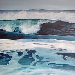 breaking waves, seascape, sea painting, contemporary art, rhona graham, ocean, torrisdale beach, torrisdale, big sea, breakers