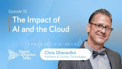 Chris Gherardini picture with blue content about impact of AI on cloud