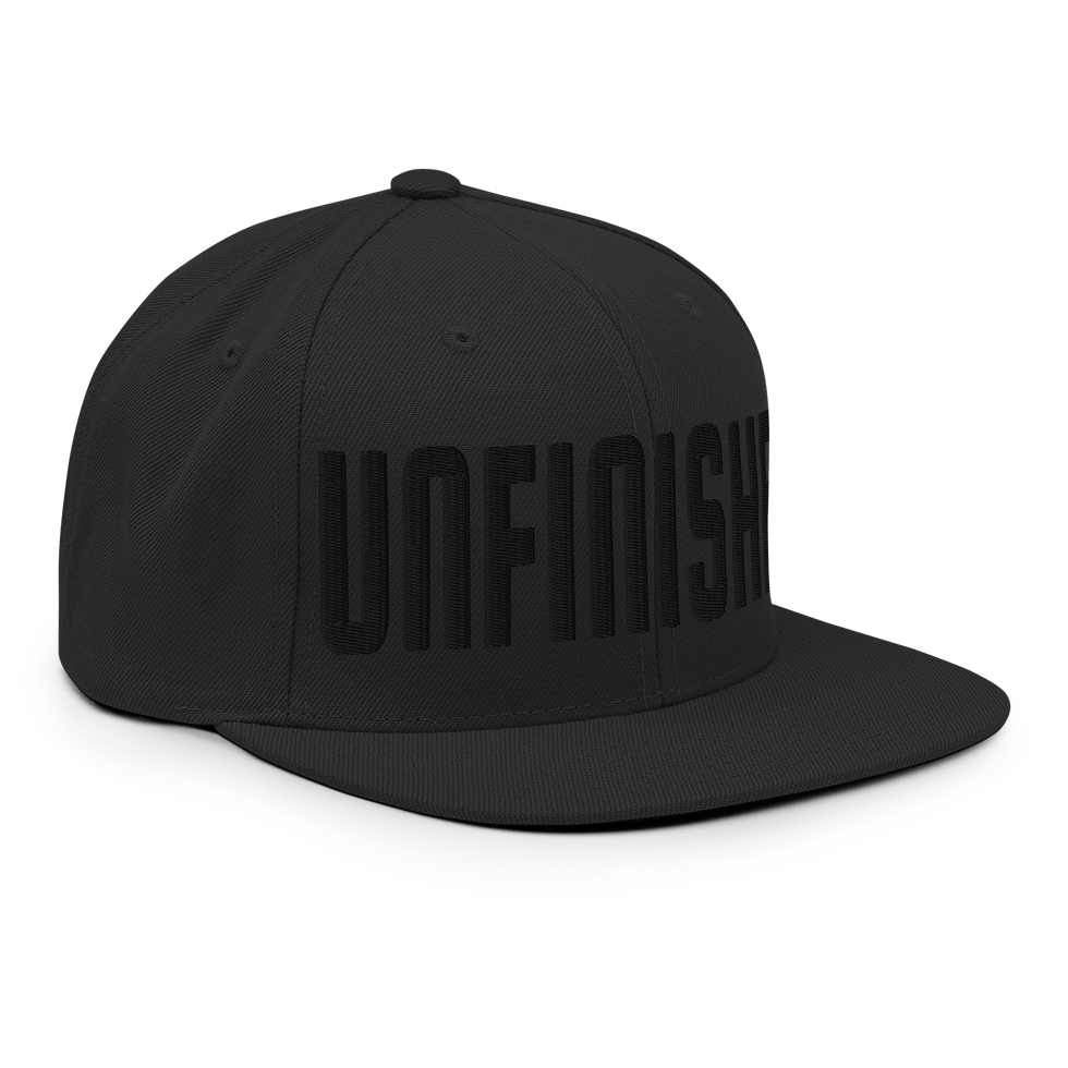 Thumbnail: Blacked Out UNFINISHED Snapback Hat front right view