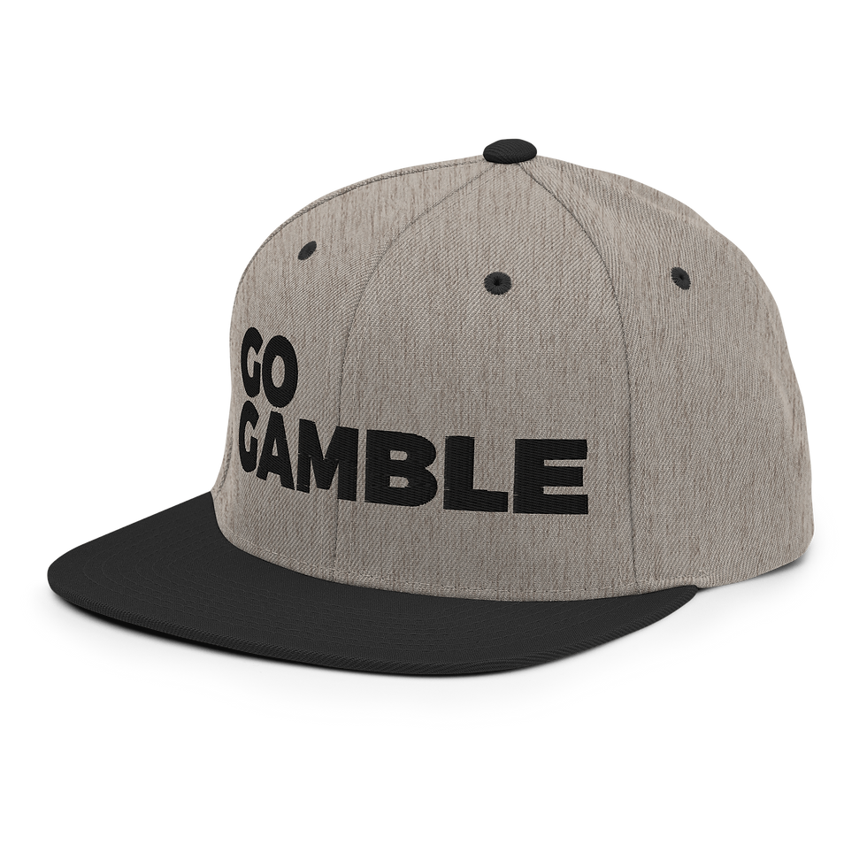 Thumbnail: heather grey and black Go Gamble Snapback Hat front left view