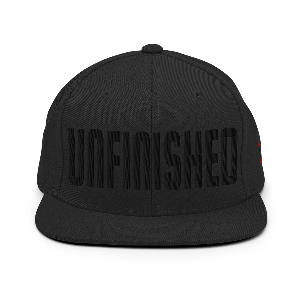 Thumbnail: Blacked Out UNFINISHED Snapback Hat front view