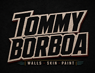 Tommy Borboa logo featuring bold street-art inspired typography for tattoo and mural artist branding.