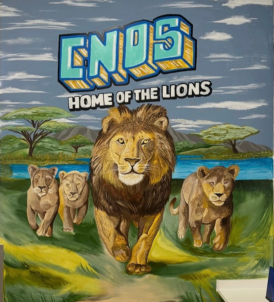 Custom Lion School Mascot Mural by Tommy Borboa