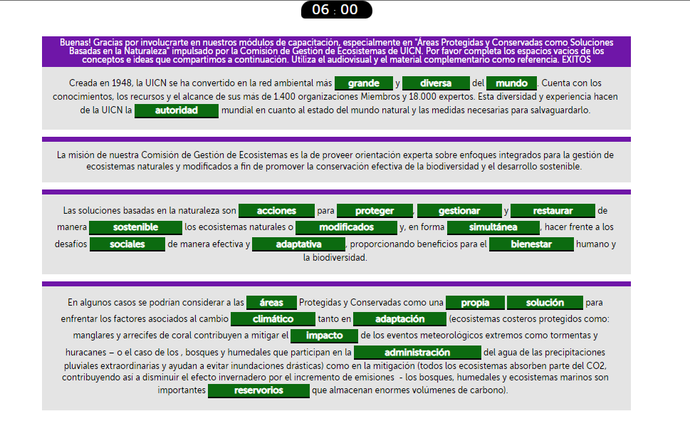 EVIDENCIA ÁREAS PROTEGIDAS Y CONSERVADAS COMO SbN content media