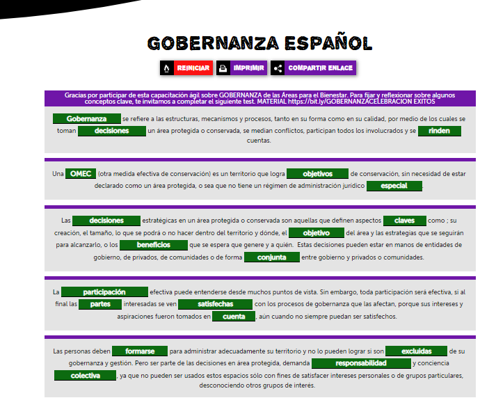 EVALUACIÓN GOBERNANZA EN LAS ÁREAS PARA EL BIENESTAR content media