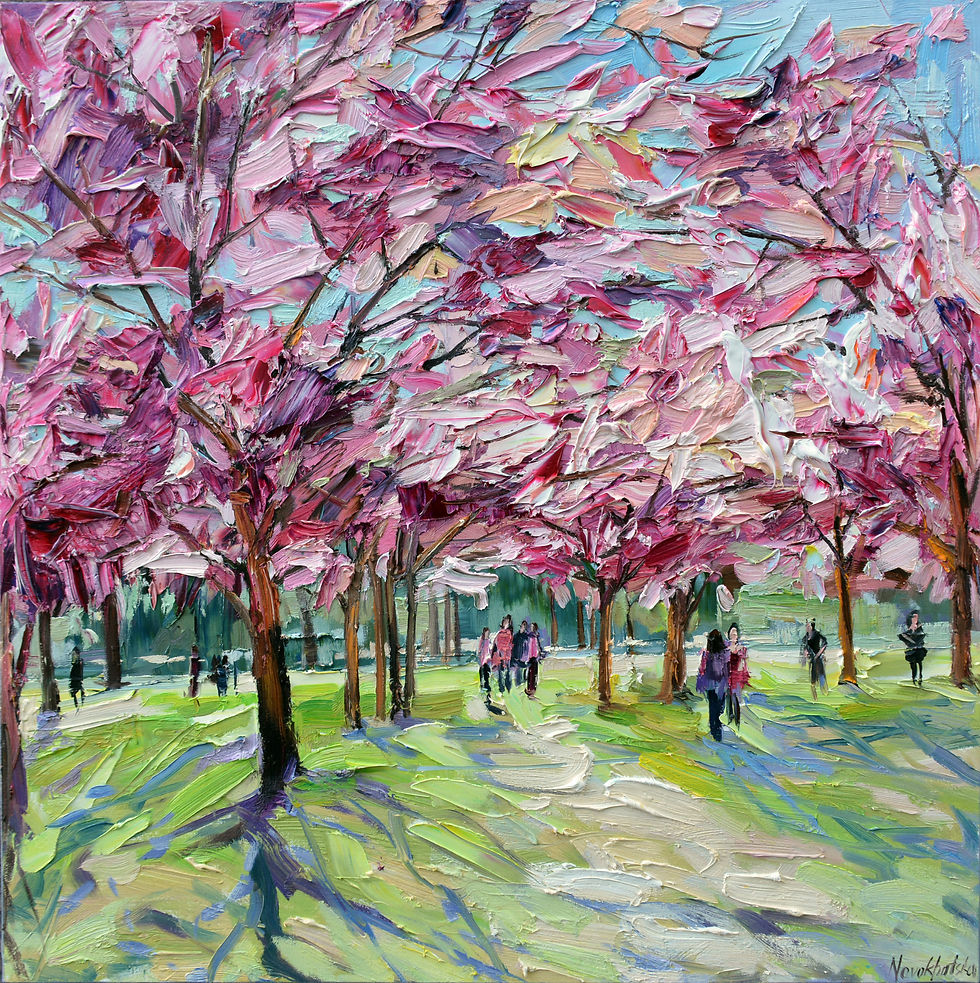 Parc au printemps, 80x80 cm
