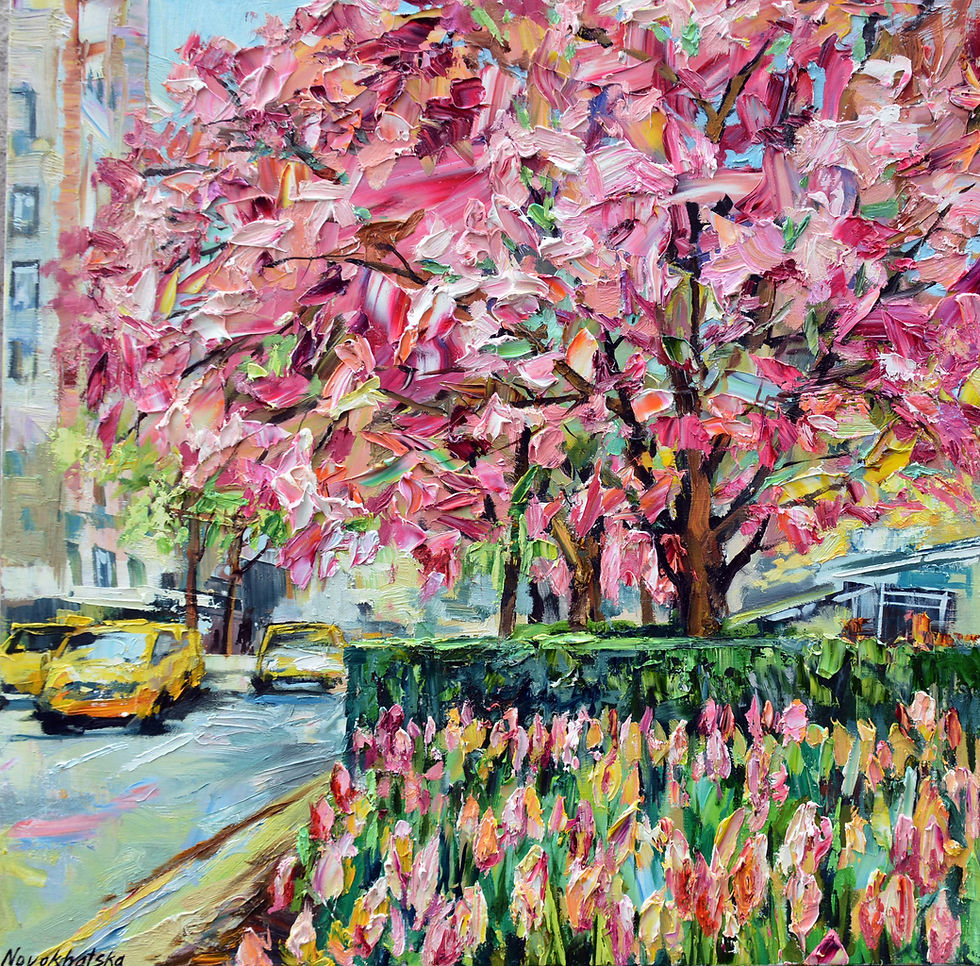 Printemps à New-York, 80x80 cm