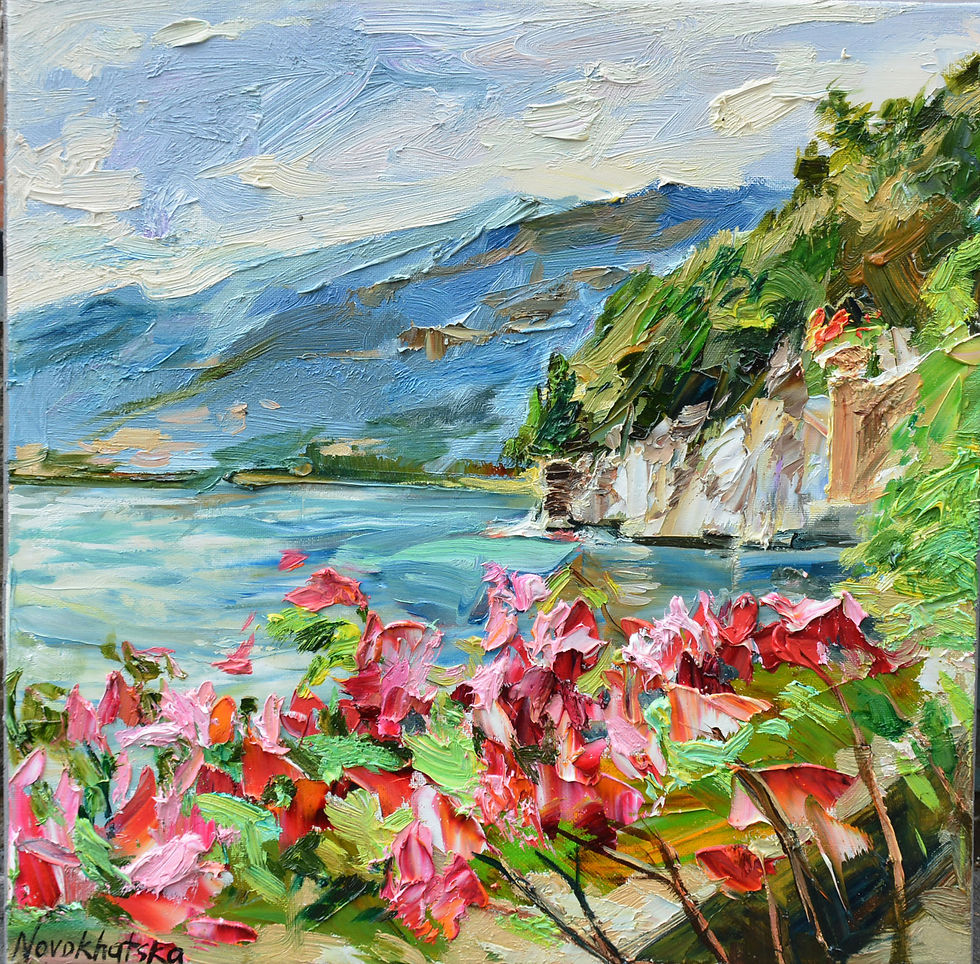 Vue sur le lac de Côme, 40x40 cm