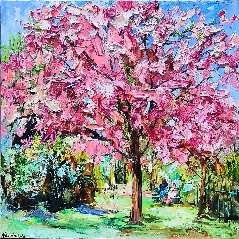 Arbre en fleurs III,100x100 cm