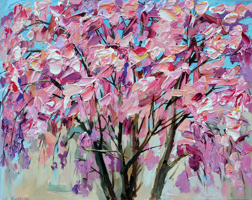 Arbre en fleurs, 73x92 cm