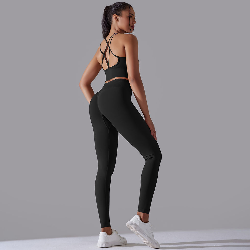 Thumbnail: SculptFit™ Seamless Yoga Set — Women’s Solid Color Sports Bra & High Waist Leggi
