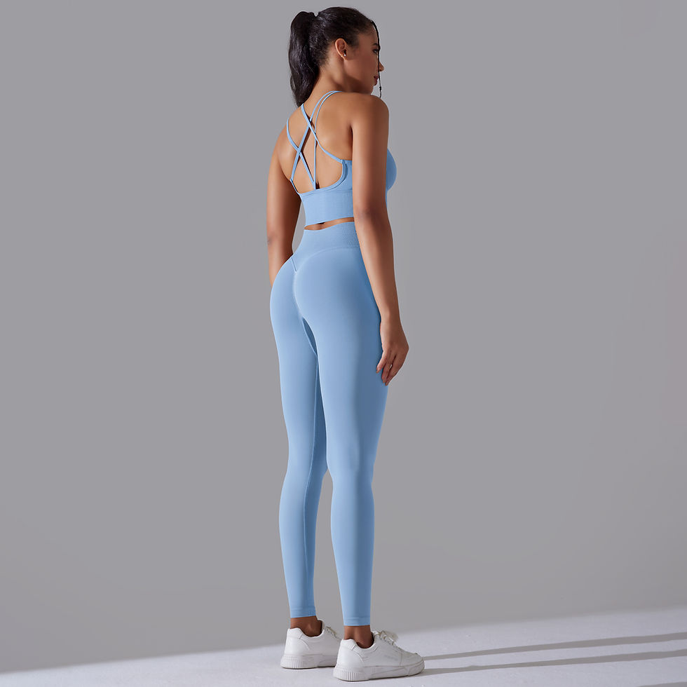 Thumbnail: SculptFit™ Seamless Yoga Set — Women’s Solid Color Sports Bra & High Waist Leggi