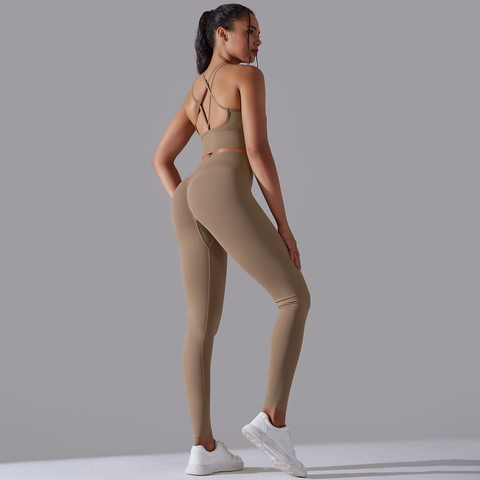 Thumbnail: SculptFit™ Seamless Yoga Set — Women’s Solid Color Sports Bra & High Waist Leggi