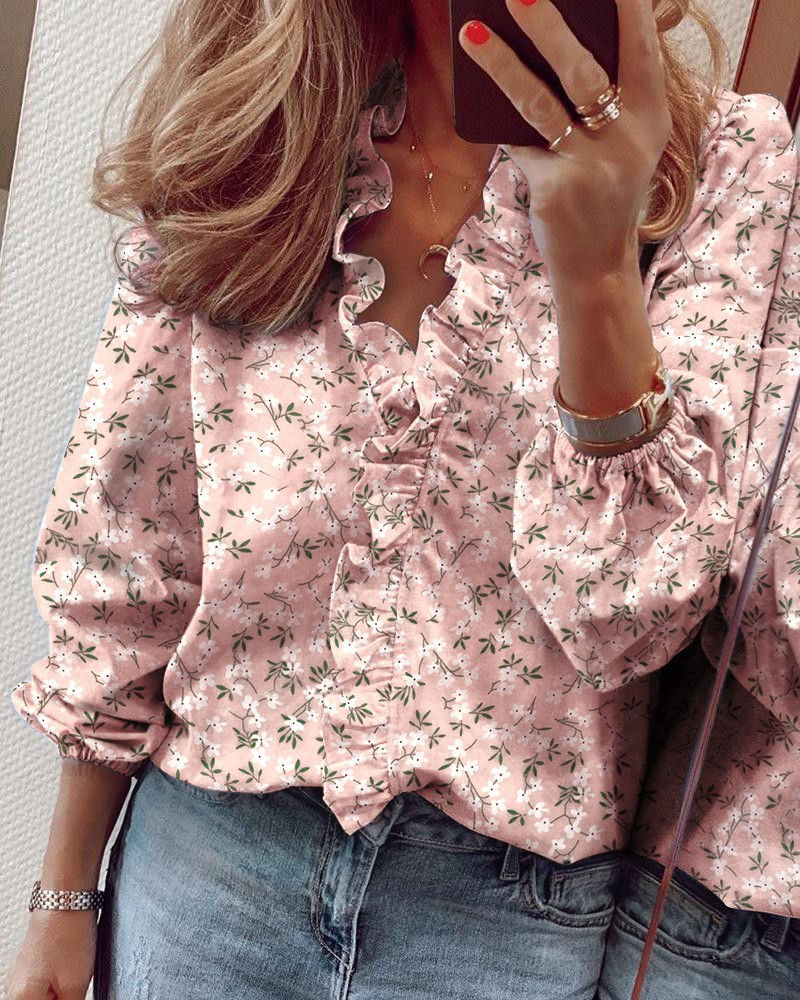 Thumbnail: YouGlad™ Elegant Ruffle Blouse — Women’s Lightweight Long Sleeve Spring & Summer