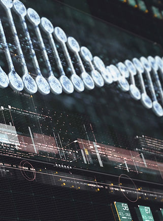 Illustration representing DNA, for omics, and machine learning